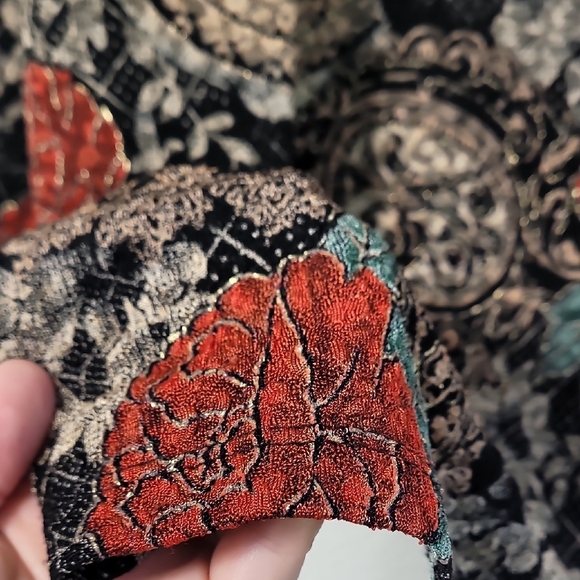 Y2K Notations Floral Tunic Top Size 2X Long Sleeve VNeck Whimsigoth Fairy Dark - Picture 4 of 13